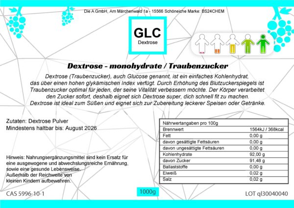 1kg Dextrose - monohydrate / Traubenzucker