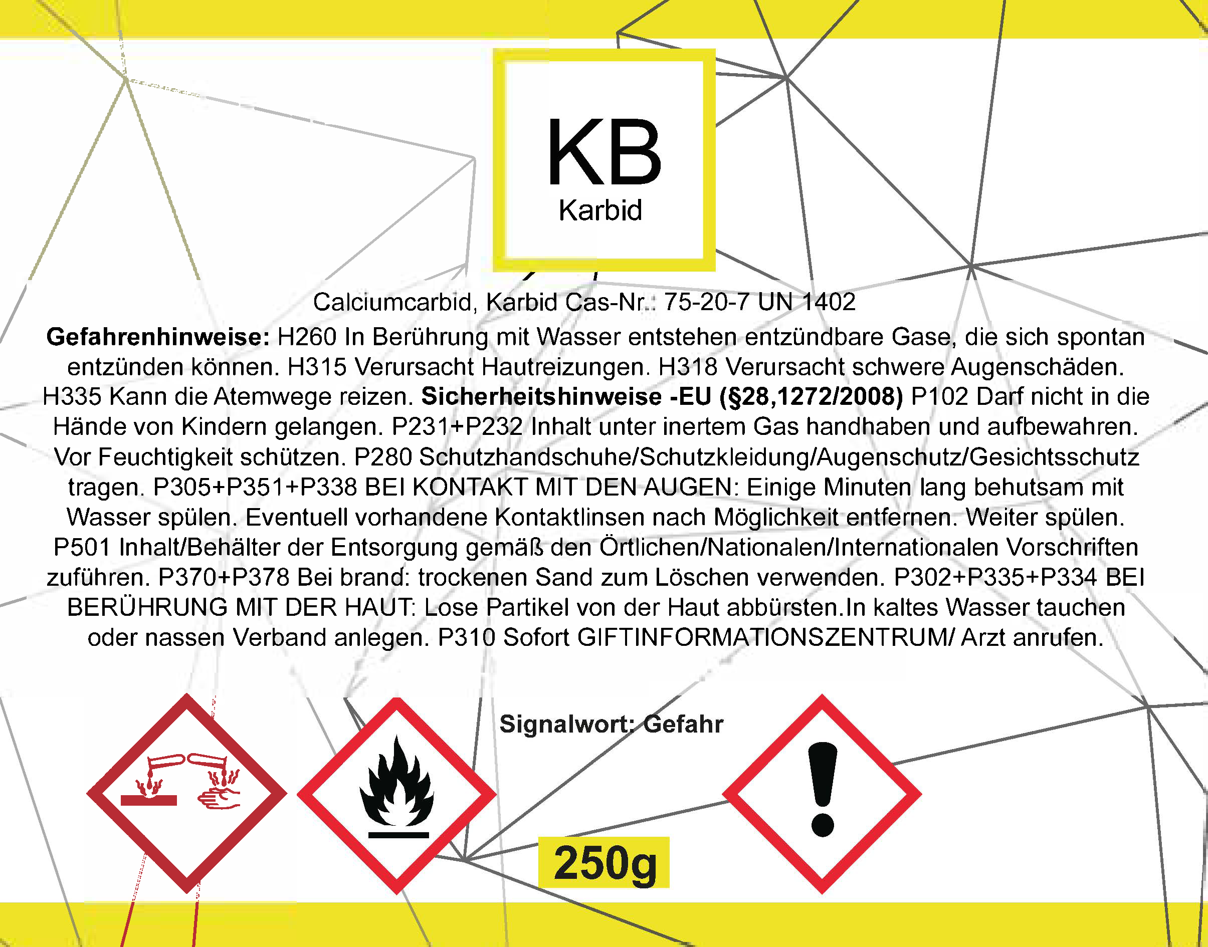 Karbid Kalziumkarbid 7-15mm, 6x250g